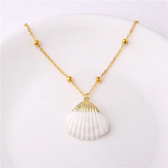 Boho Shell Necklace Sea Shell Chain Pendant Necklace