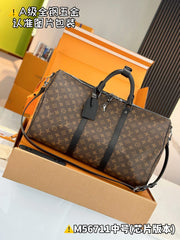 Louis Vuitton Sac Keepall Bandoulière 55 Women's Detachable Adjustable Shoulder Strap Zipper Closure Canvas with Leather Shoulder Slanting Tote Travel Bag Bags #77137