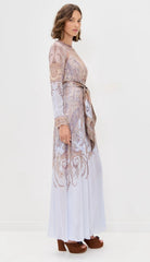 Zimmermann Women's Hypnotic Sheath Summer Round Neck Floral Print Zipper Long Sleeved Mid Waist Dresses #81569