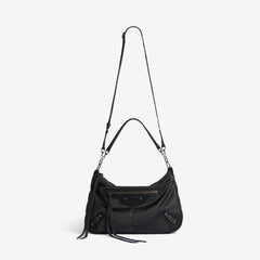 Balenciaga Men's Le City Moto Medium In Black Retro Nylon Motorcycle Bag Stylish Casual Crossbody Shoulder Bag #194664