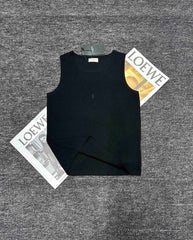 SAINT LAURENT CASSANDR Women's Spring/Summer Fashion Casual Crewneck Pullover Ribbed Cotton Logo Embroidered Tank Top Vest #79359