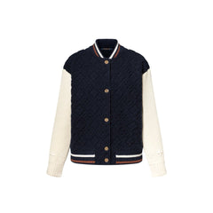 Louis Vuitton Women's Fall/winter 2025 Ski Series Baseball Style College-Inspired Embossed Knit Cardigan Jacket #82508A