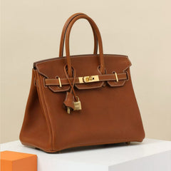 Hermes Birkin 30 Gold Buckle Solid Color Handbag Temperament Bags Metal Buckle Kelly Bag Accessories H027633CC37 #81134