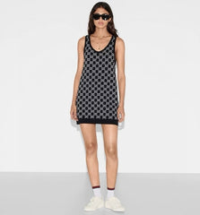 Gucci Women's Summer Logo Print Wool Round Neck Strapless Dress #77426