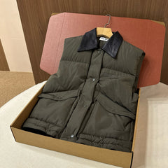 MiuMiu Women's Fall/Winter Fashion Casual Lapel Single Button Waist Tapered Sleeveless Down Vest #79337