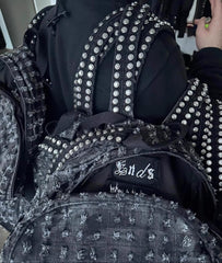 Reckless Scholars 26ss Hand-distressed Perforated Backpack Versatile Street Style Large Capacity Men's Distressed Studded Denim Backpack Bag Bags Male #196831