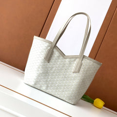 Moynat M Canvas Women's Classic Fashion Gray Canvas Tote Bag With Hook Closure Dual Use Handle And Shoulder Strap Bag Bags #78699