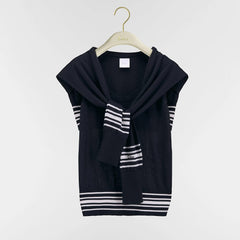 Dior 2026 New Arrival Women's Summer Shawl-neck Striped Knit Tank Top Navy-style Fashionable Simple And Casual Vest Lady #196735