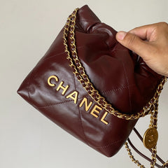 Chanel 22 Bag Mini Bags 18 X 20 X 6.5 CM Collection Link Suede Rivet Style Antique Silver Buckle Italian Bonaudo Suede Calfskin Apricot Silver Buckle Women's Luxury Chain-strap Tote Bag Bags Metallic-colored Leather Tends To Fade Easily #193540