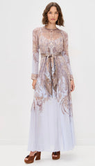 Zimmermann Women's Hypnotic Sheath Summer Round Neck Floral Print Zipper Long Sleeved Mid Waist Dresses #81569