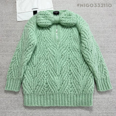 Chanel 25K Fall/Winter Haute Couture Collection Long Sleeves Short Dress Mohair And Wool Light Green #332110