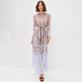 Zimmermann Women's Hypnotic Sheath Summer Round Neck Floral Print Zipper Long Sleeved Mid Waist Dresses #81569