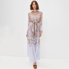 Zimmermann Women's Hypnotic Sheath Summer Round Neck Floral Print Zipper Long Sleeved Mid Waist Dresses #81569