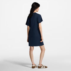 Louis Vuitton Women's LV Coat of Arms Printed Chain Summer Cotton Stretch Knit Round Neck Short Sleeve T Shirt Dresses #77851