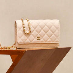 Chanel Woc Diamond Lattice Gold Logo Caviar Leather Chain Crossbody Bag Luxury Temperament Exquisite Women's Bag Bags #81645