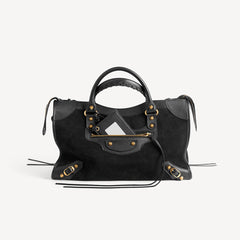 Balenciaga Le City Medium-sized Handbag: Suede Studded girly Bag Large Capacity Suitable Shoulder Bag Tote Crossbody Bags #84136A