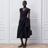 Dior Women's Spring Summer Black Evening Dress Mid-length Pleated Dress Stylish Elegant Sleeveless V-neck Dresses Lady #197160