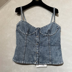 Chanel Women's Spring/Summer Casual Fashion Camellia Halter Denim Vest #78685