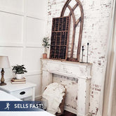 Antique Inspired Whitewashed Wooden Fireplace Mantel