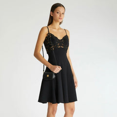 Ermanno Scervino Women's Spring And Summer Hollowed Out Embroidery Dress Simple Elegant Fashion Temperament Sexy Halter Short Dresses Mini Skirt Ngvp #1115