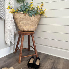 Vintage-Inspired Polished Wooden Stool