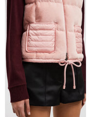 Moncler Women's Spring and Autumn Pink Logo Zipper Drawstring Down Sleeveless Vest Jacket #72875