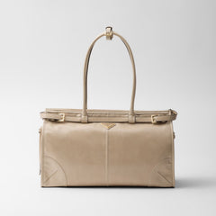 Prada Bonnie Soft Lux Women's Series Solid Color Oil-Waxed Leather Logo Handbag Casual Crossbody Bag Bags #77825