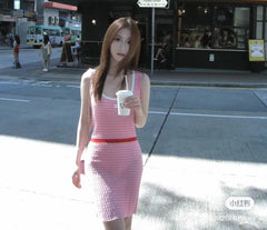 Chanel Women's Black And White Striped Tank Dress Stylish Refined And Elegant Summer Holiday Knit Tank Dress Lady #82922A