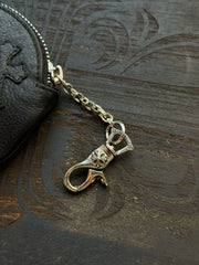 Chrome Hearts Scroll-pattern Lobster Clasp Cross-embossed Wallet Limited Edition High-street Fashion Trendy Accessories Handbags Headphone Case Bags #195953