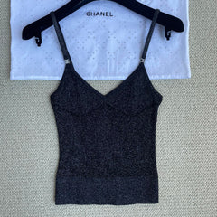 Chanel Women's Summer Fashion Casual Solid Color V Neck Spaghetti Strap Sleeveless Logo Tank Top Vest #79443