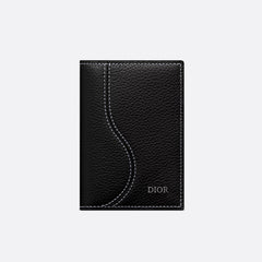 Dior Men's CD lcon Vertical Bifold Card Holder Passport Holder Casual Logo Solid Color Canvas Leather Saddle Passport Cover Wallet Purse Bags Bag 2ADCH169YKK-H00N #81355