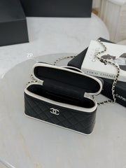Chanel 26 New Arrival Black And White Panda Colour-block Lunch Bag Colour-block Make-up Bag Diamond-quilted Chain-strap Handbag Lady Bags AP5240 #84323A