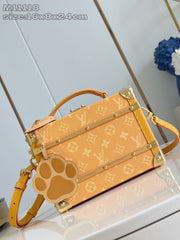 Louis Vuitton Handle Trunk Women's Solid Color Detachable Adjustable Shoulder Strap Buckle Closure Coated Canvas Box Bag Single Shoulder Crossbody Handbag Bags #77522