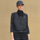 Hermes Women's Fall/Winter Stand Collar Plaid Solid-Color Cotton-Blend Sleeveless Pilot Jacket Vest Ngvp #2547