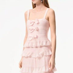 Chanel Women's Spring/summer Strapless Bow Pink Lace Mini Dress Fashionable Elegant And Stylish Dresses #82581A
