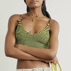 Loewe Women's Summer Spice Girl Style Neckless Camisole Blend Cotton Strappy Sleeveless Short Top Vest #71624