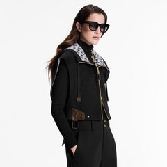 Louis Vuitton Women's Reversible Fall/winter Jacket Monogram Jacquard Lining Wool Short-length Drawstring Vest #82116A