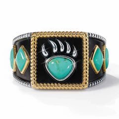 Men's Vintage 925 Silver Viking Warrior Turquoise Bear Claw Ring