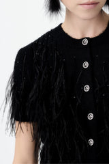 Chanel Women's High Street Spring And Summer Solid Color Feather Hot Drill U Neck Cotton Silk Sleeveless Pullover Undershirts Vest Ngvp #1547