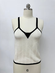 Chanel 26c Special Knit Black And White Color-blocked Tank Vest Women's Fashionable Refined And Elegant Sleeveless Top Lady #82884A