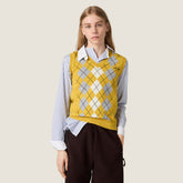 MiuMiu Women's Fall/winter Fashion Casual V-neck Letter Print Pullover Cashmere Vest #78463