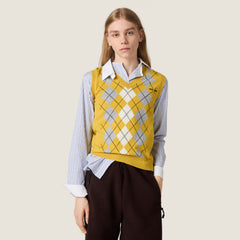 MiuMiu Women's Fall/winter Fashion Casual V-neck Letter Print Pullover Cashmere Vest #78463
