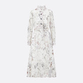 Dior Millefiori Pattern With Belt Women's Spring Summer Fashion Elegant Long Long Sleeve Dress Slim Printed Gown Dresses Ngvp #1899