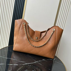 Chanel 2026 New Arrival Women's Early Spring Diamond-quilted Brown Tote With Chain Strap A Stylish Elegant Hobo Underarm Bag Perfect For Shopping Lady Bags #197125