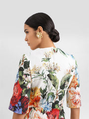 Dolce&Gabbana Women's Floral Print Summer Round Neck Solid Color Dress With Mid-Length Sleeves and A-Line Short Dresses Ngvp #2149