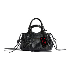 Balenciaga LE CITY Women's Fashion Classic Solid Color Fine Grain Lambskin Small Bowling Bag Handbag Crossbody Bag Bags 8352562AB1G1000 #78616