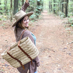 Leather Handle Market Backpack