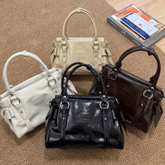 MiuMiu Women's Bow Motorcycle Bag Fashion Trend Handbag Leather Buckle Logo Letter Crossbody Bag Bags #82586A