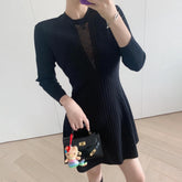 Chanel Women's Spring/Summer Solid Color Hollow Knit Long Sleeve Dresses #73693