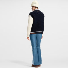 Louis Vuitton Women's Fall/winter 2025 Ski Series Baseball Style College-Inspired Embossed Knit Cardigan Jacket #82508A